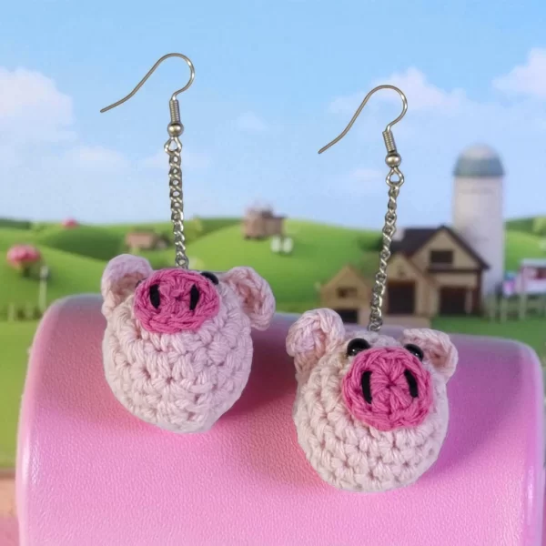 Aretes tejidos cerdito