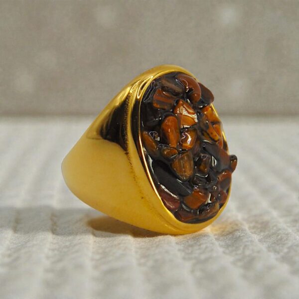 anillo piedras café acero inoxidable