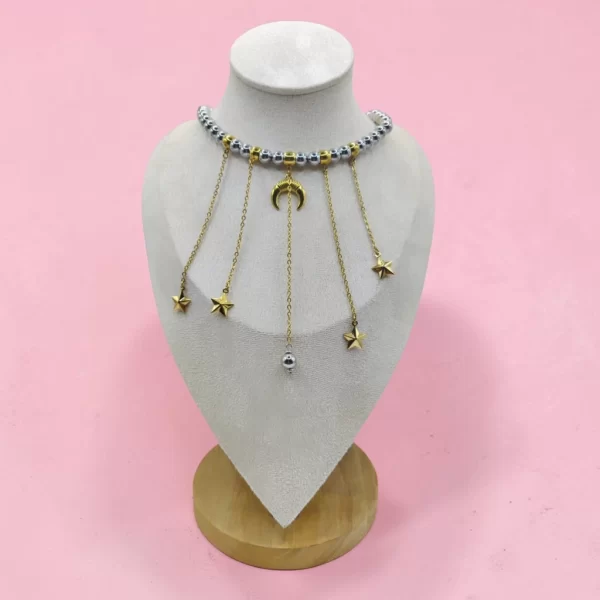 Collar Acero Inoxidable Plateado Dijes Colgantes