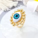 ANILLO DE CHAPA DE ORO OJO REALISTA BOLITAS EUROPEO AJUSTABLE