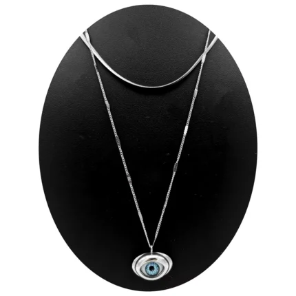 COLLAR DOBLE CADENA ACERO INOXIDABLE OJO REALISTA | CL4222A