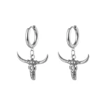 PAR ARETES VAQUEROS ACERO INOXIDABLE BUCRÁNEO O PISTOLA REVOLVER PLATA