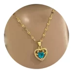 COLLAR ACERO INOXIDABLE DE CORAZÓN COLOR AQUA
