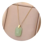 COLLAR ACERO INOXIDABLE DE PIEDRA NATURAL JADE VERDE