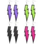 PAQUETE 4 ARETES PENDIENTES DE ACRÍLICO DE RAYOS DE COLORES TIPO FLASH