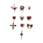 PAQUETE DE 10 CORAZONES Y CRUCES CLÁSICOS METÁLICOS