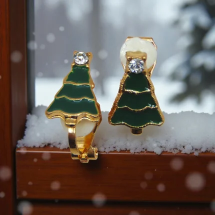 Aretes de clip árbol de navidad