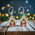 Aretes navidad casa de jengibre