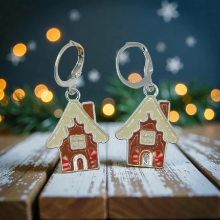 Aretes navidad casa de jengibre