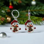 aretes navidad muñeco de nieve brillos