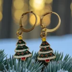 Aretes árbol de navidad escarcha navideña