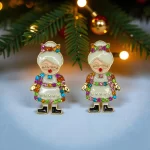 aretes navideños Sr. claus brillos