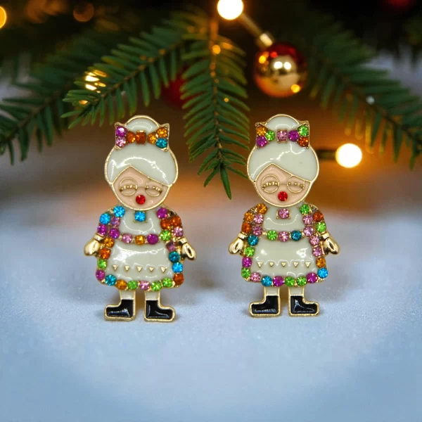 aretes navideños Sr. claus brillos