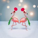 Aretes flamingo navideño