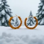 Aretes navideños escracha navideña color amarilla