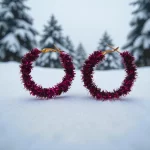 aretes navideños escarcha navideña roja
