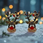 aretes navideños cara reno navideño