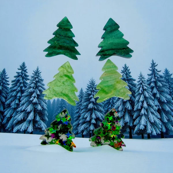 trio de Aretes navideños arboles navideños