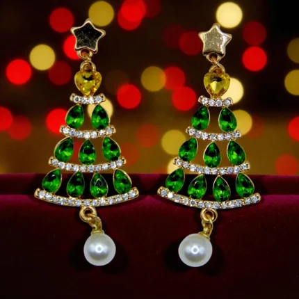 aretes navideños árbol de navidad brillos