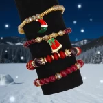 Pulceras navideñas rojas con dijes