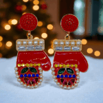 Aretes navideños guantes de hornear