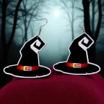 Aretes sombrero bruja madera