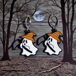 Aretes fantasma gorro naranja