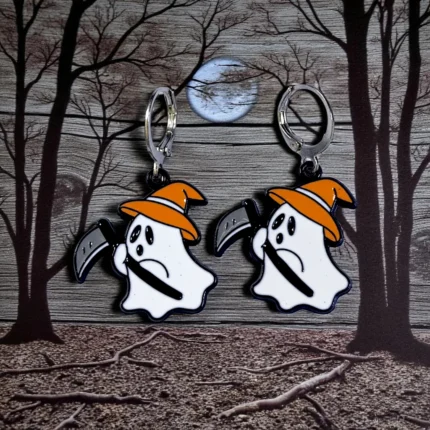 Aretes fantasma gorro naranja