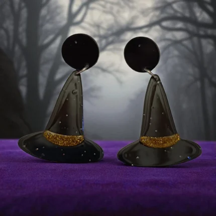 Aretes sombrero bruja negro