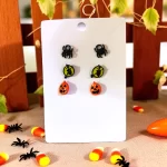Aretes trio calabaza, bruja, araña