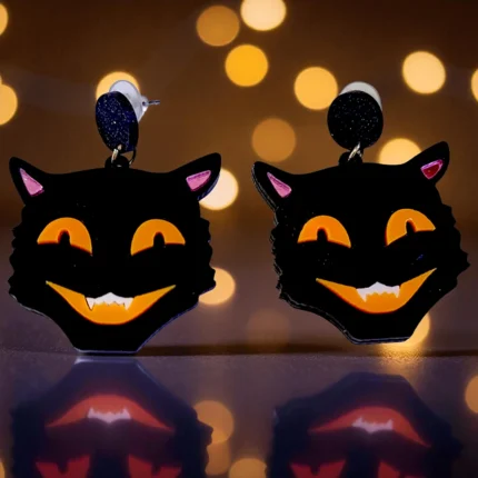Aretes gato negro sonrisa