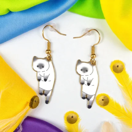 Aretes gato blanco con gris