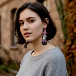 Aretes fantasma gorro de bruja rosa - Image 2