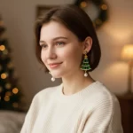 aretes navideños árbol de navidad brillos - Imagen 2