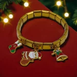 pulsera italiana navideña dijes navideños santa, bota, campana