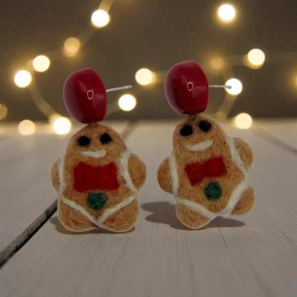 aretes navideños muñeco de jengibre peluche