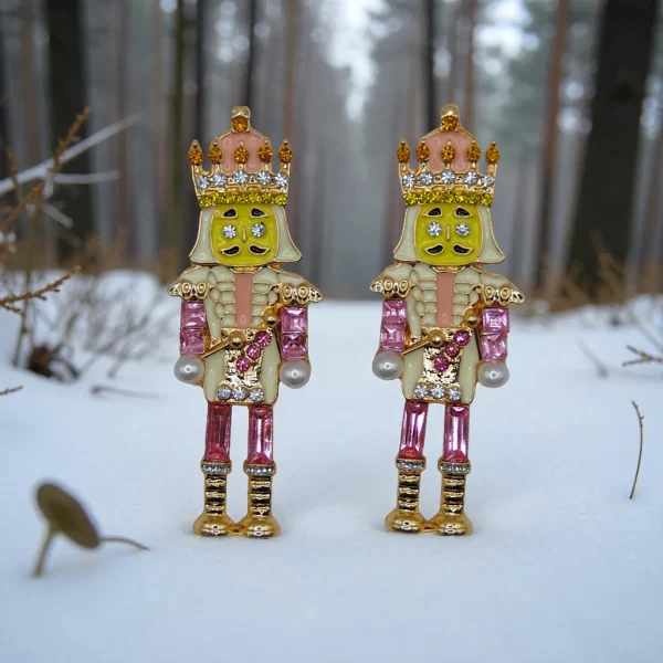 aretes navideños cascanueces piedras brillosas