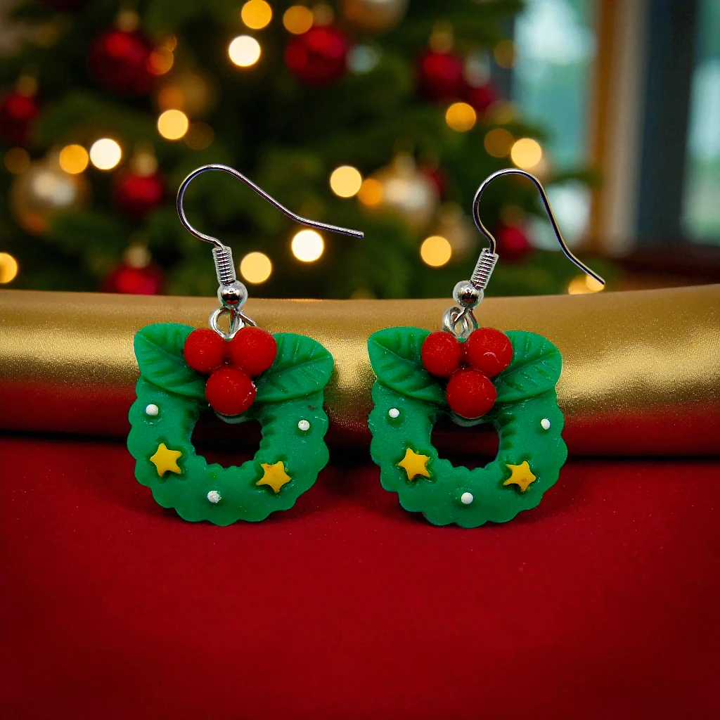 DSC01219 (1) aretes de navidad corona navideña 3D - Image 1