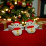 aretes navideños muñeco de nieve 3D