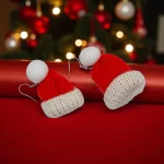 Aretes de navidad gorro de navidad tejido
