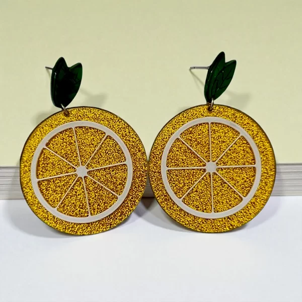 ARETES NARANJA CON HOJA