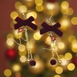 Aretes de navidad moños de terciopelo