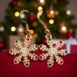 aretes de navidad copos de nieve colores