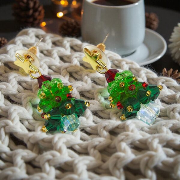 aretes de navidad árbol navideño de cuentas
