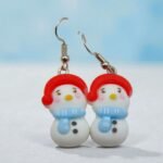 Aretes de navidad muñeco de nieve gorro rojo