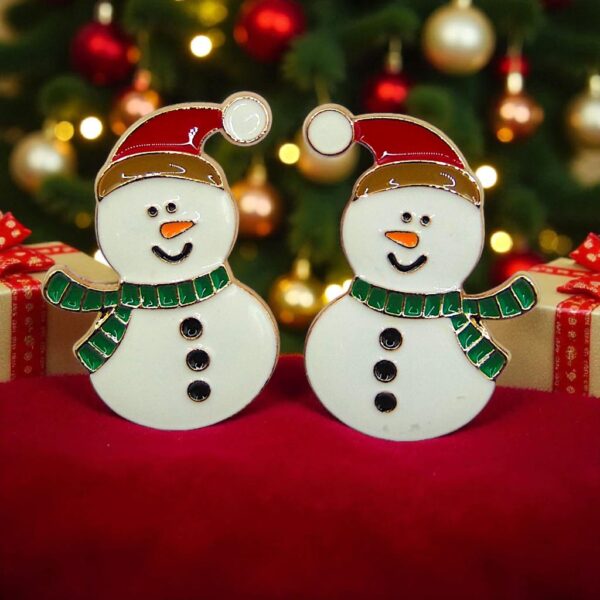 aretes de navidad muñeco de nieve bufanda verde