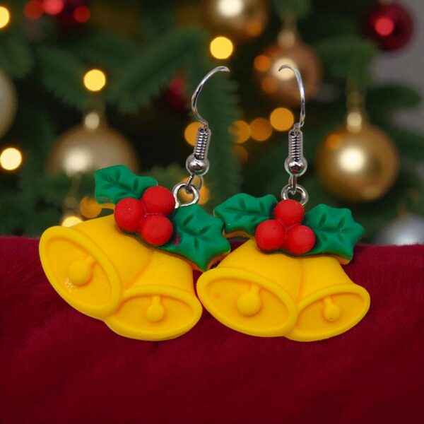 aretes de navidad campanas con muérdago