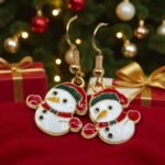 aretes de navidad muñeco de nieve guantes rojos