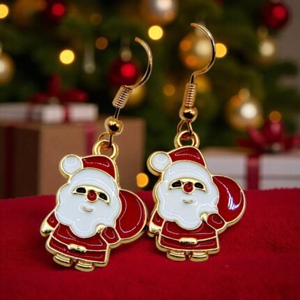 aretes de navidad santa con saco navideño