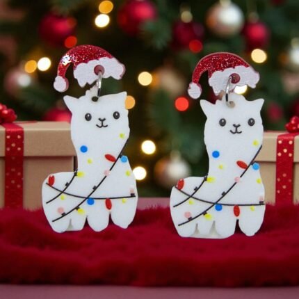aretes de navidad llama navideña